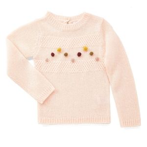 Pink Angel Girls Blush Pom-pom Sweater Beautiful  Knit Pattern  Size 10/12  NEW